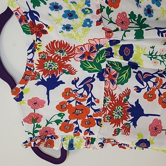 Boden Flame Scarlet Diamond Terrace Alicia Red and Pink Floral Blouse Size 8 - Picture 13 of 16